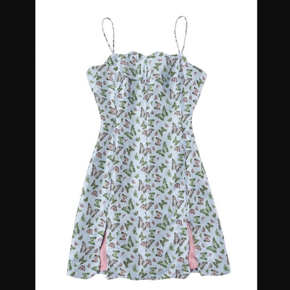 Fashion Brand Company Butterfly ink stain mini dress